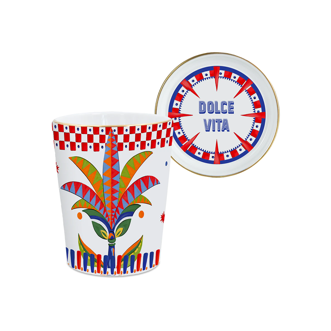 ספל עם מכסה/צלחת במגוון דגמים - שזיף - Dolce Vita