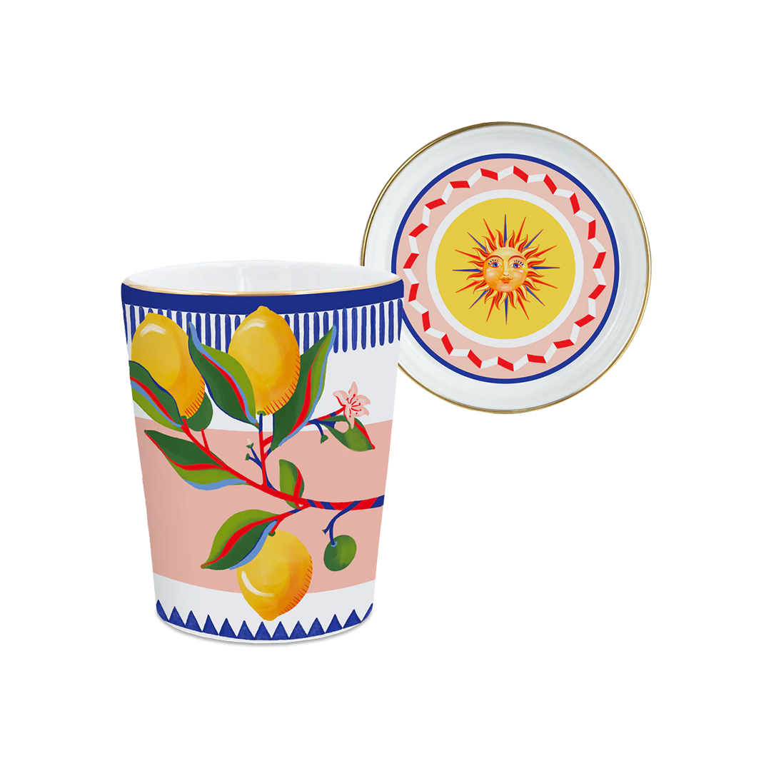 ספל עם מכסה/צלחת במגוון דגמים - לימון - Dolce Vita