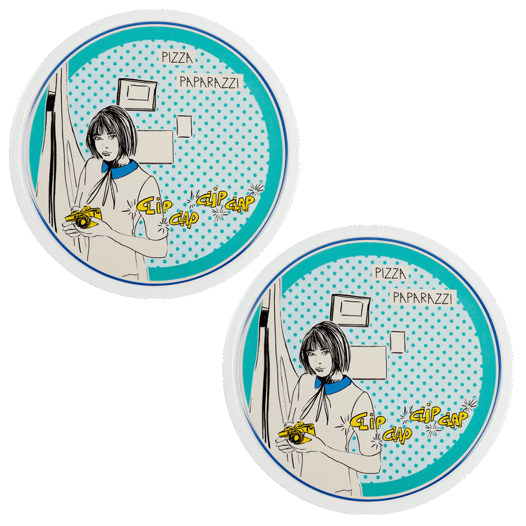 סט 2 צלחות פיצה במגוון צבעים - טורקיז