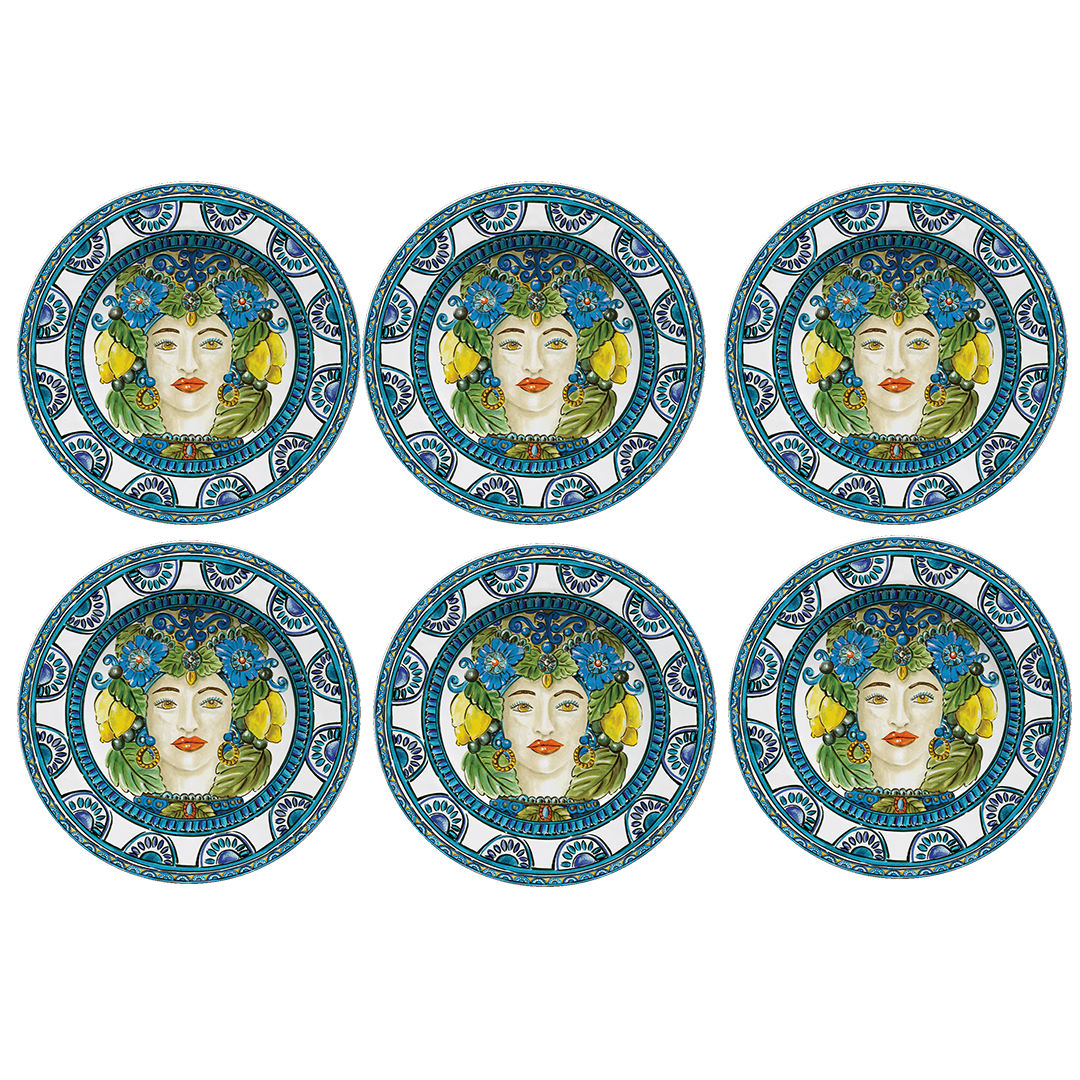 סט 6 צלחות עיקריות - Sicily | כחול