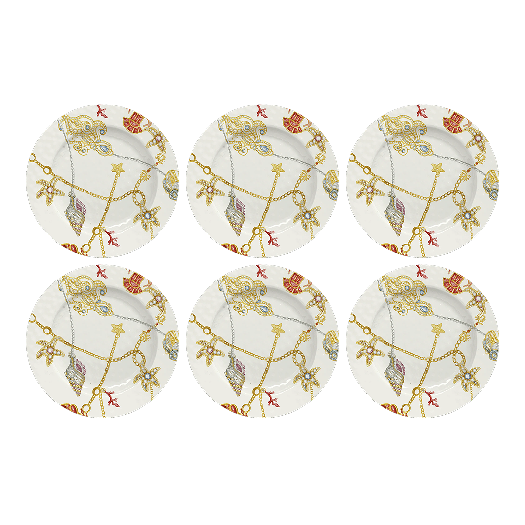 סט 6 צלחות ראשונה/קינוח - Portofino | עם שוליים