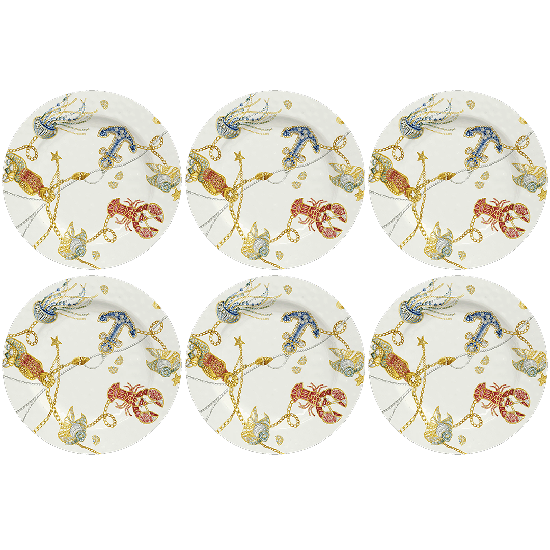 סט 6 צלחות עיקריות - Portofino | עם שוליים