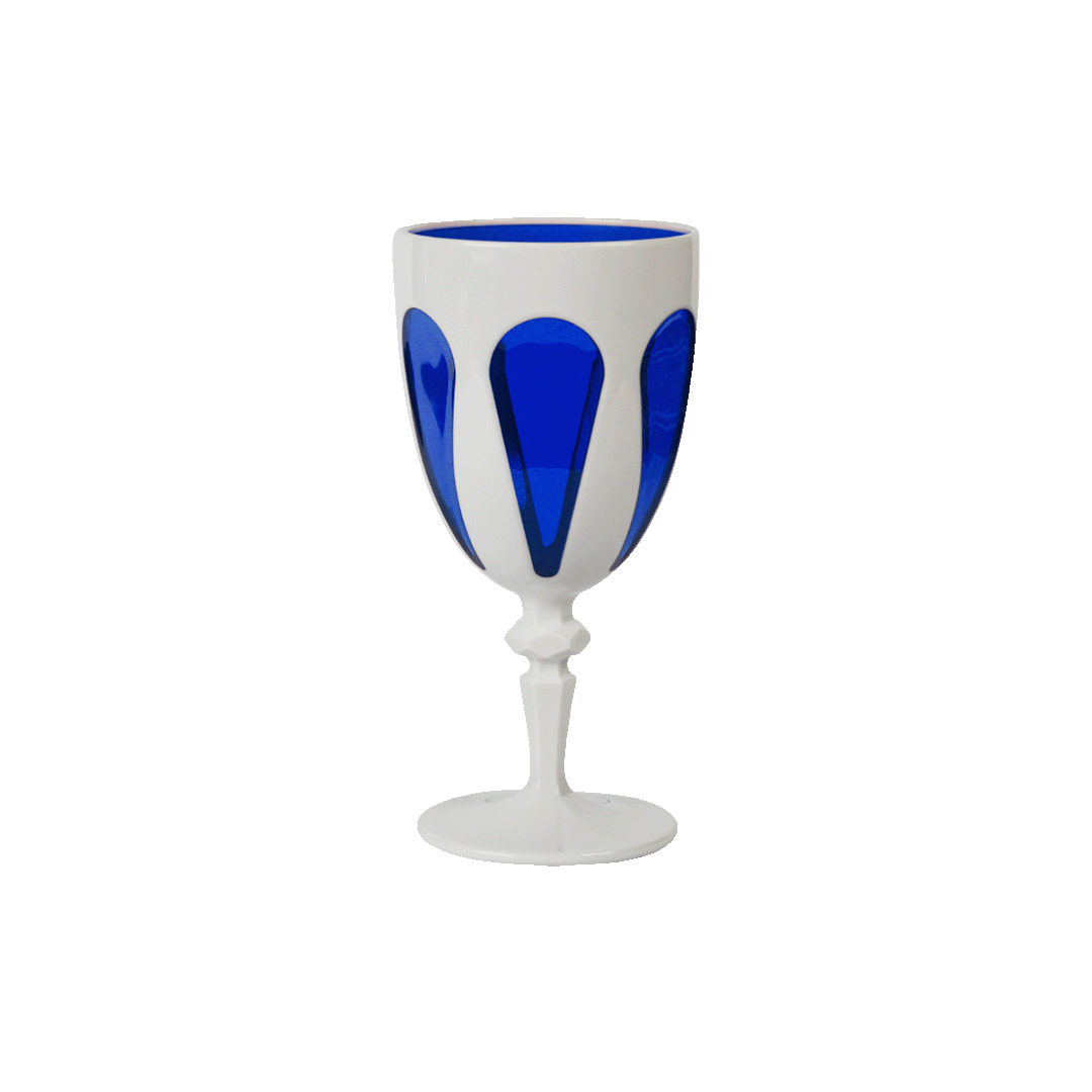 כוס יין במגוון צבעים - לבן-כחול