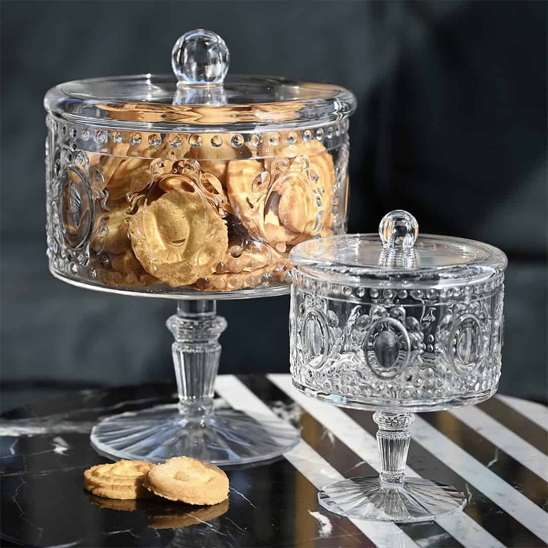 סט 2 כלי אחסון על רגל עם מכסה - מיני