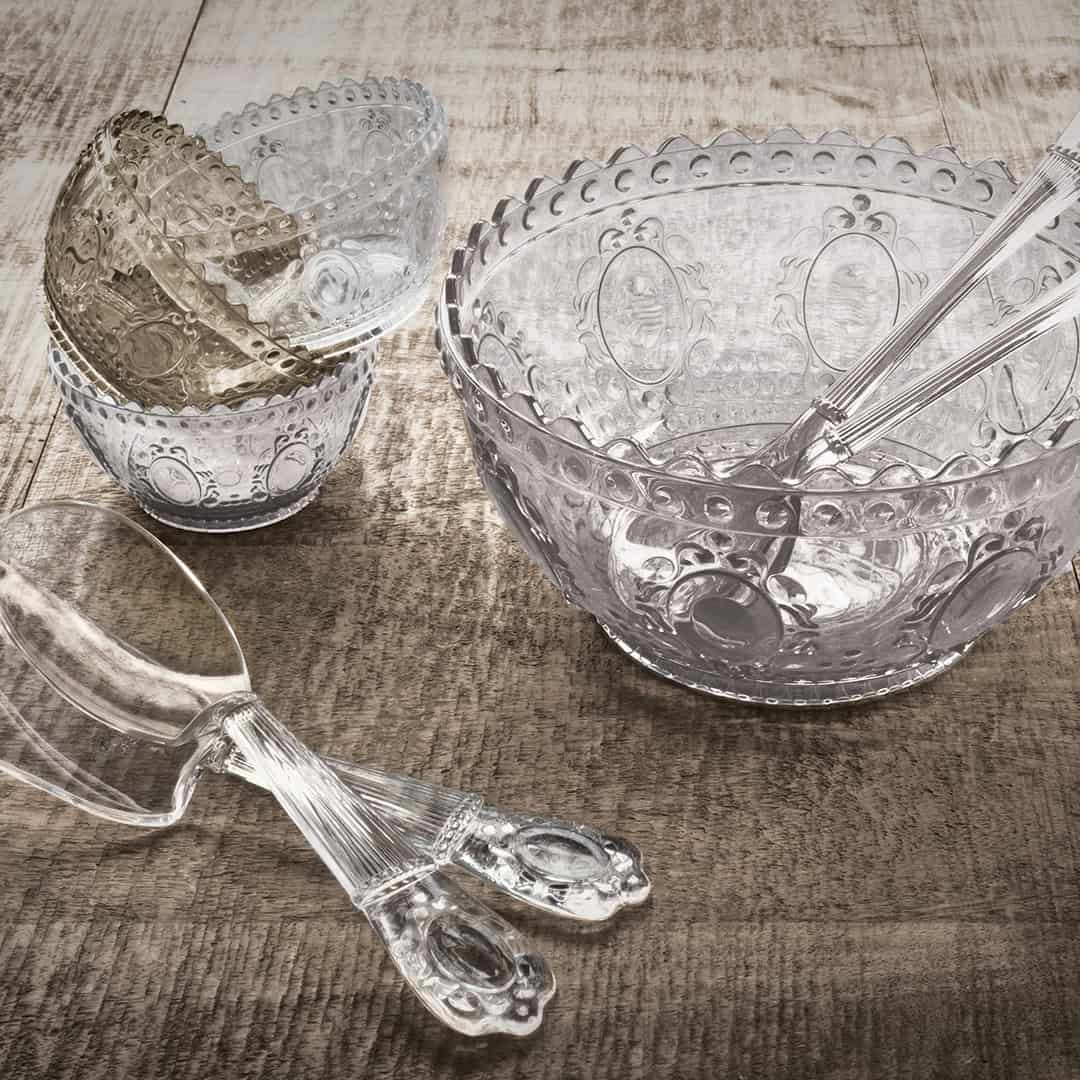 קערת הגשה עמוקה + סט כפות הגשה שקוף