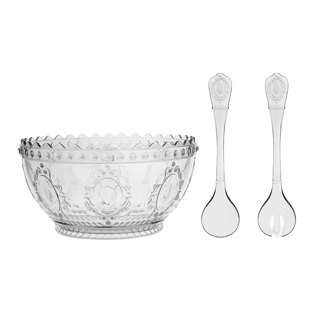 קערת הגשה עמוקה + סט כפות הגשה שקוף