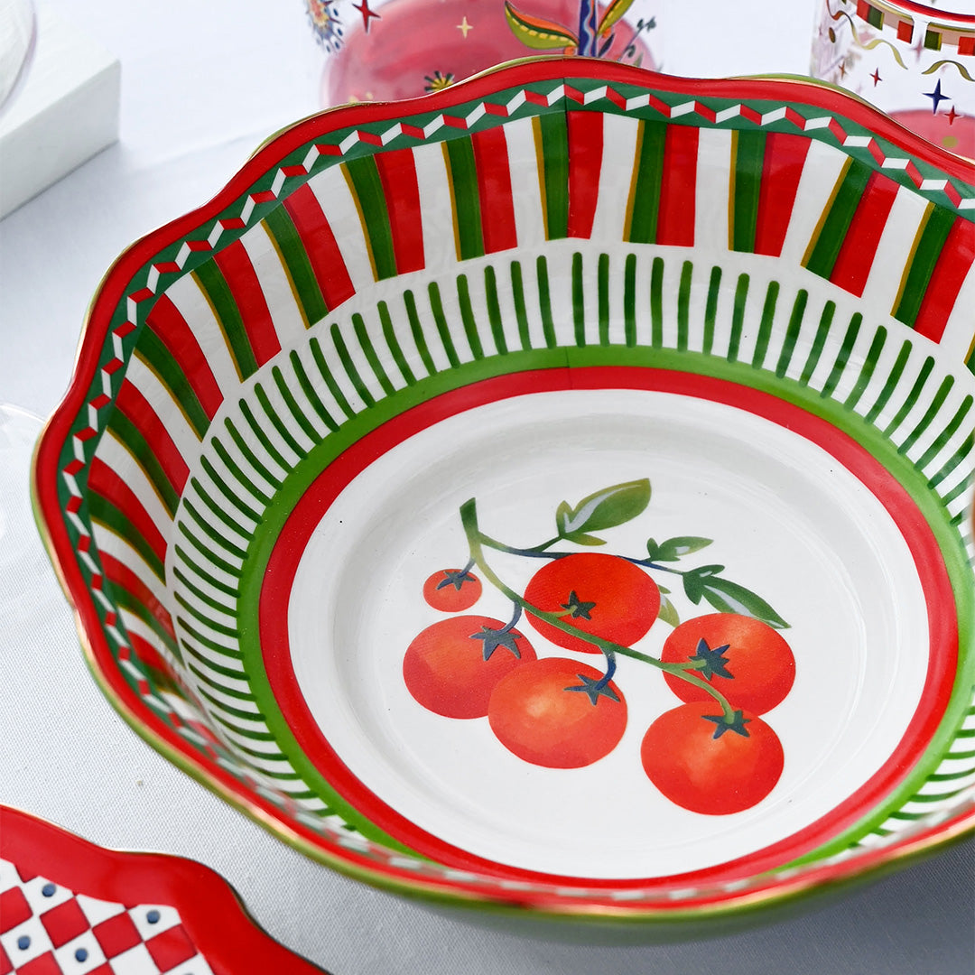 קערת הגשה עמוקה במגוון דגמים - עגבניות - Dolce Vita