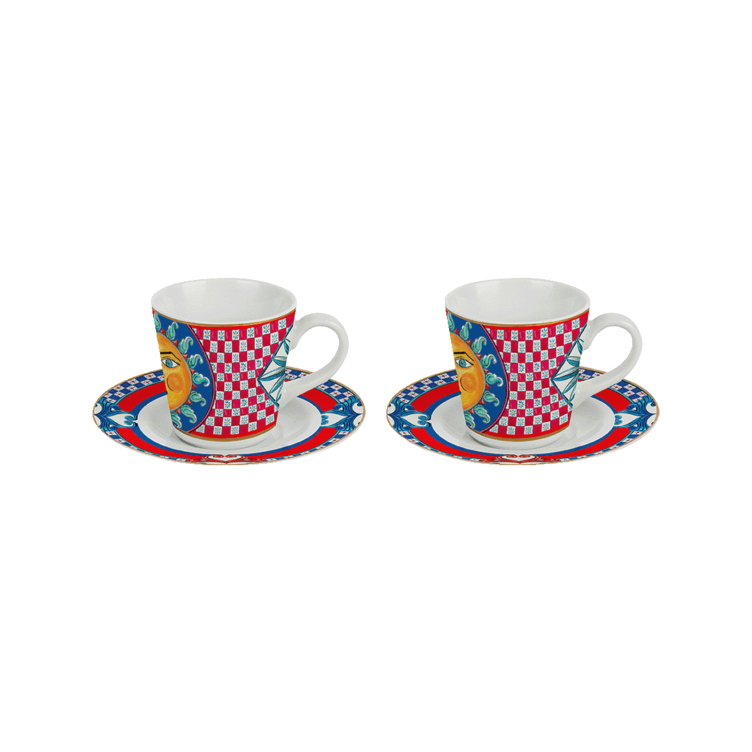 סט 2 ספלי אספרסו עם תחתיות - Sole Mio