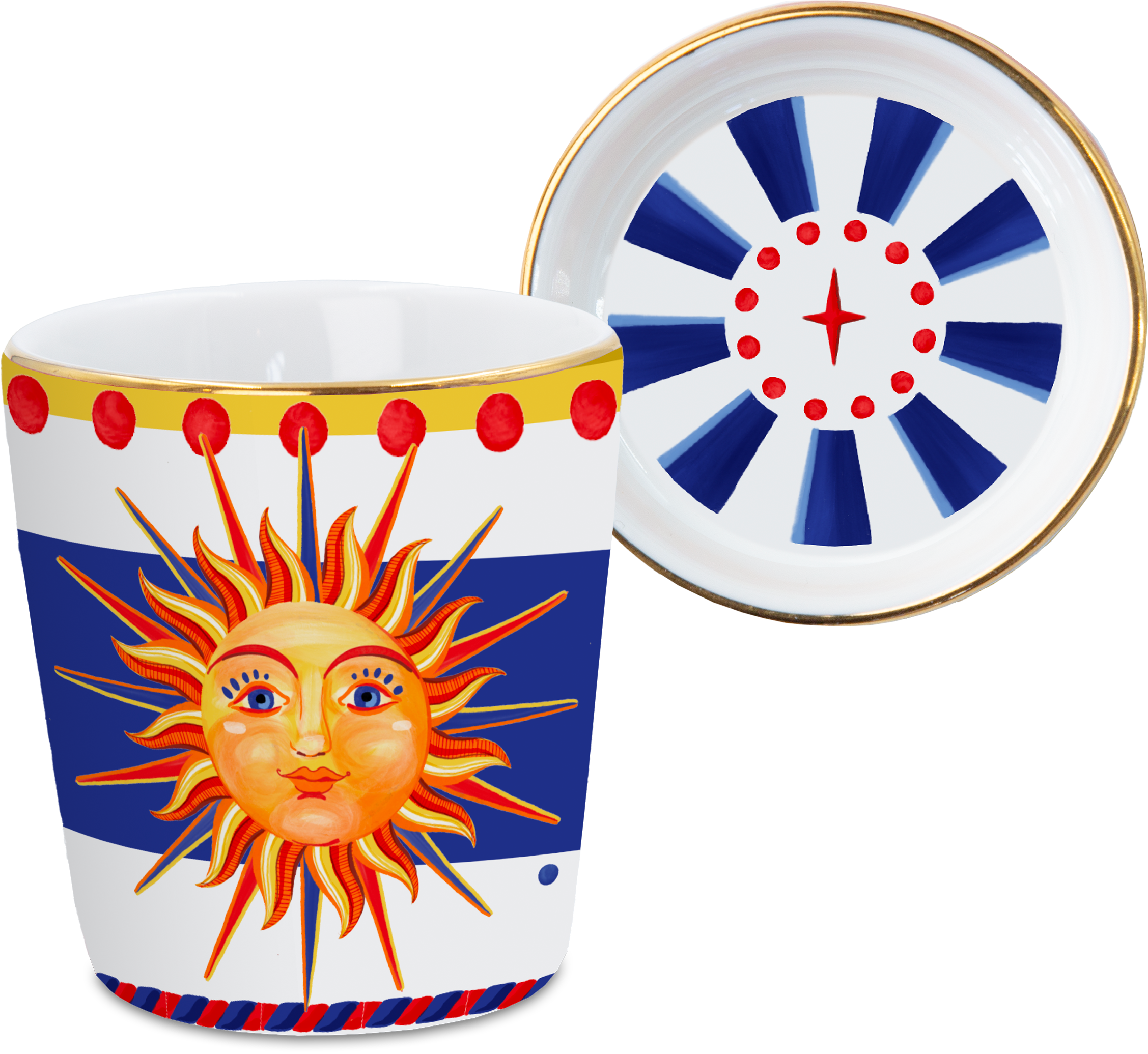 ספל אספרסו עם תחתית במגוון דגמים - שמש - Dolce Vita