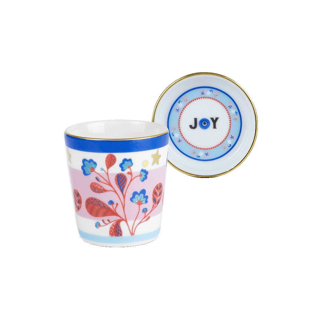 ספל אספרסו עם מכסה/צלחת במגוון דגמים - LEAVES