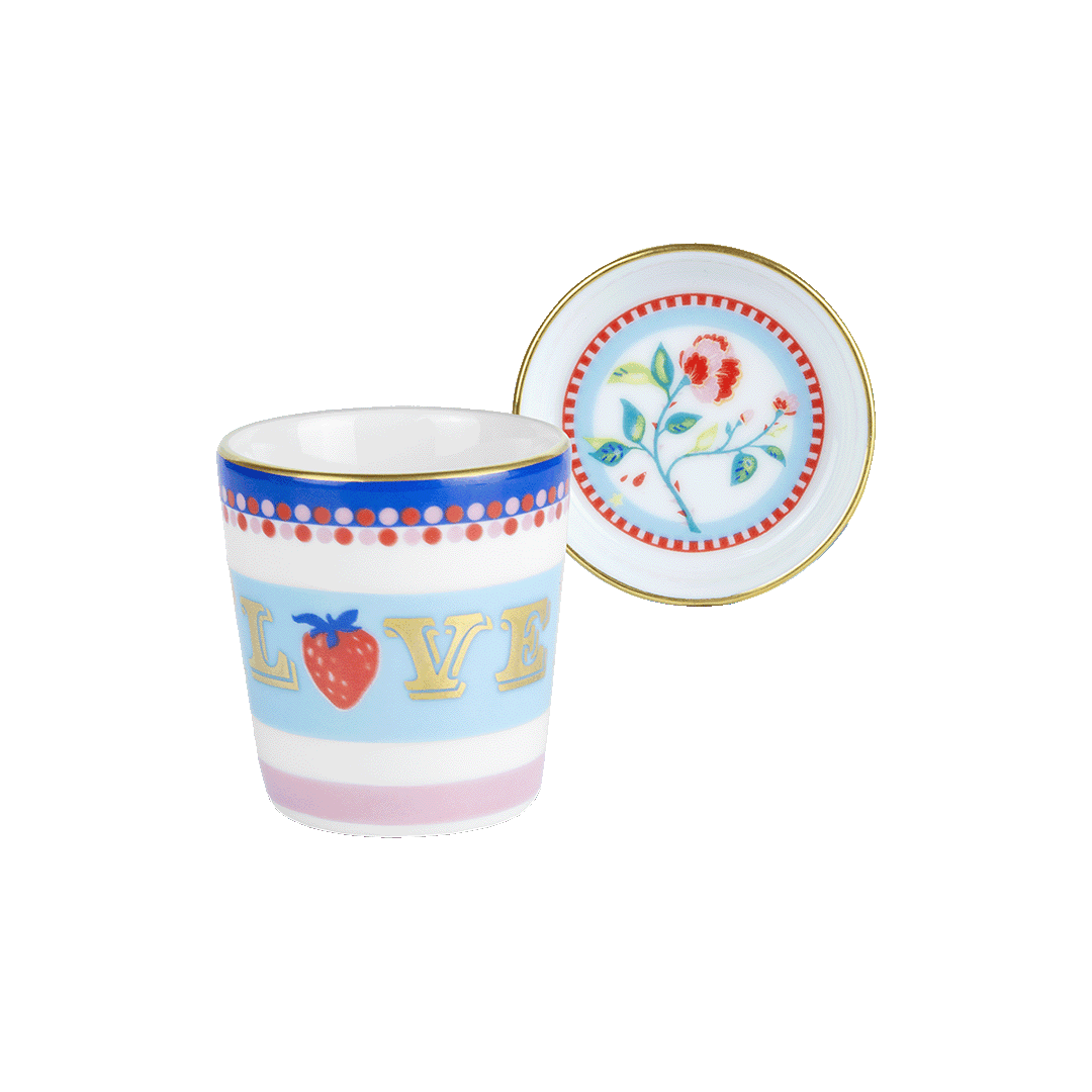 ספל אספרסו עם מכסה/צלחת במגוון דגמים - LOVE