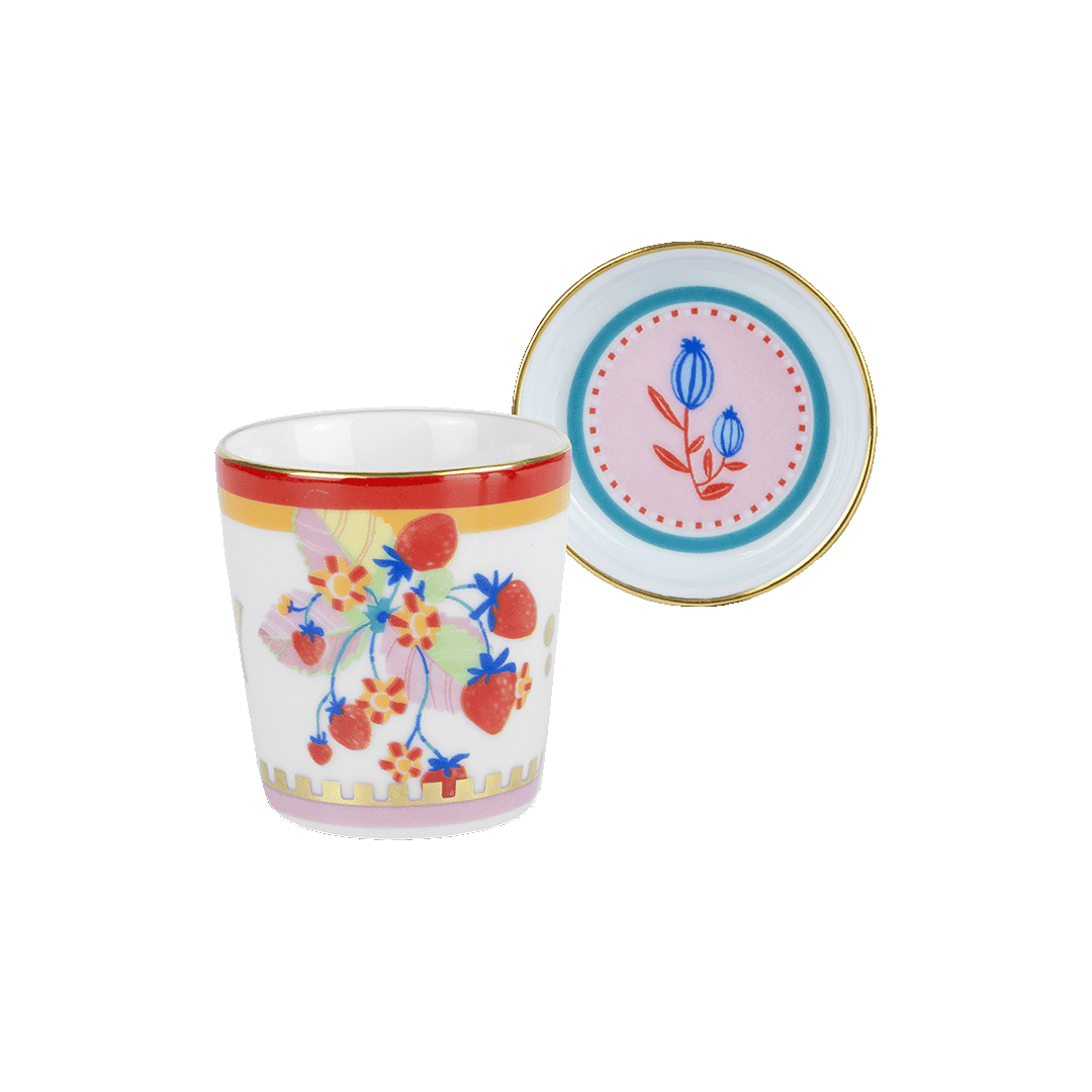 ספל אספרסו עם מכסה/צלחת במגוון דגמים - STRAWBERRY