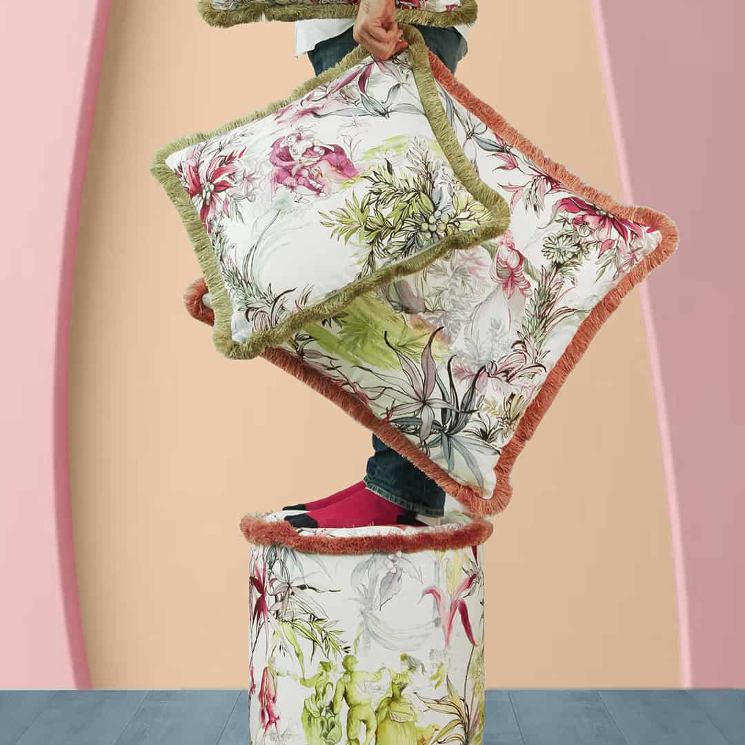 הדום/פוף קטיפה עגול אלגנטי - Firenze