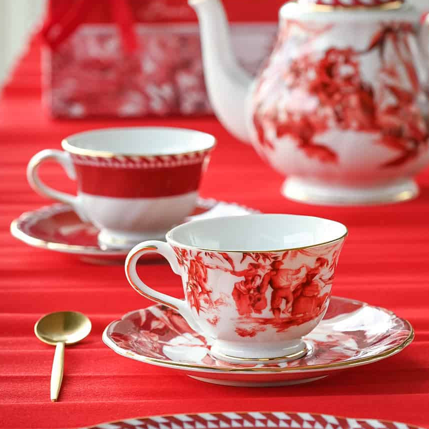 סט 2 ספלי אספרסו עם תחתיות - Le rouge