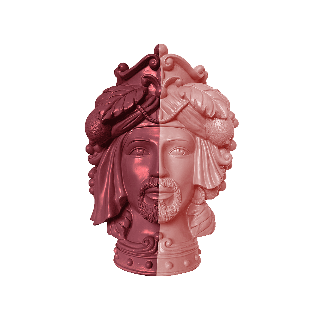 אגרטל דו-ראשי בינוני - ורוד / בורגנדי | MAN