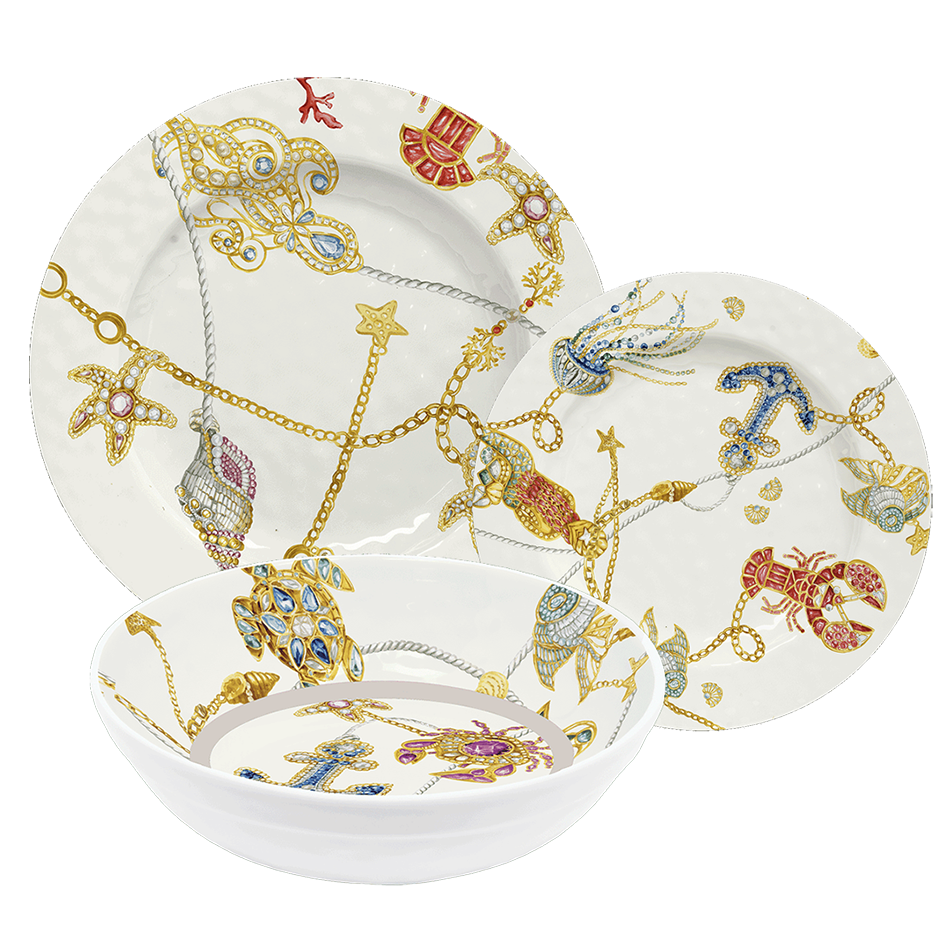 סט צלחות 18 חלקים - Portofino | עם שוליים