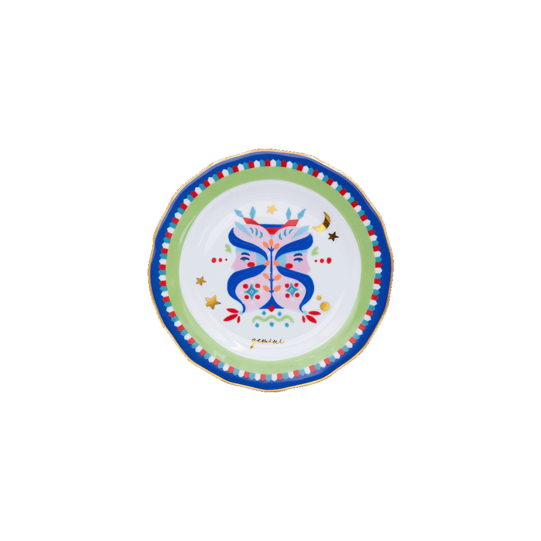 צלוחית במגוון סמלי גלגל המזלות - תאומים