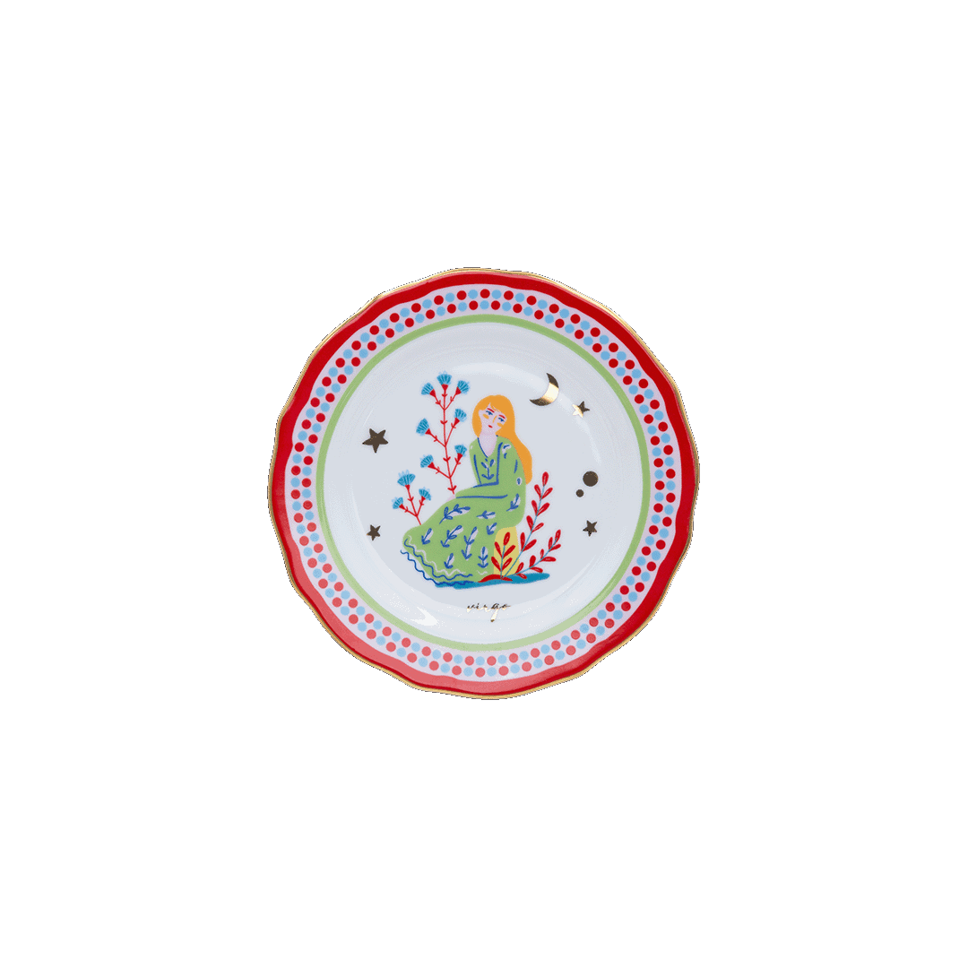 צלוחית במגוון סמלי גלגל המזלות - בתולה