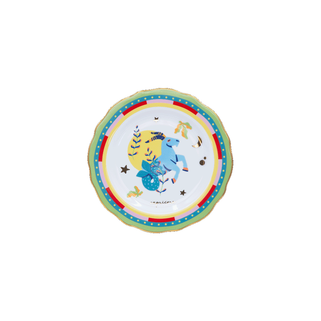 צלוחית במגוון סמלי גלגל המזלות - גדי