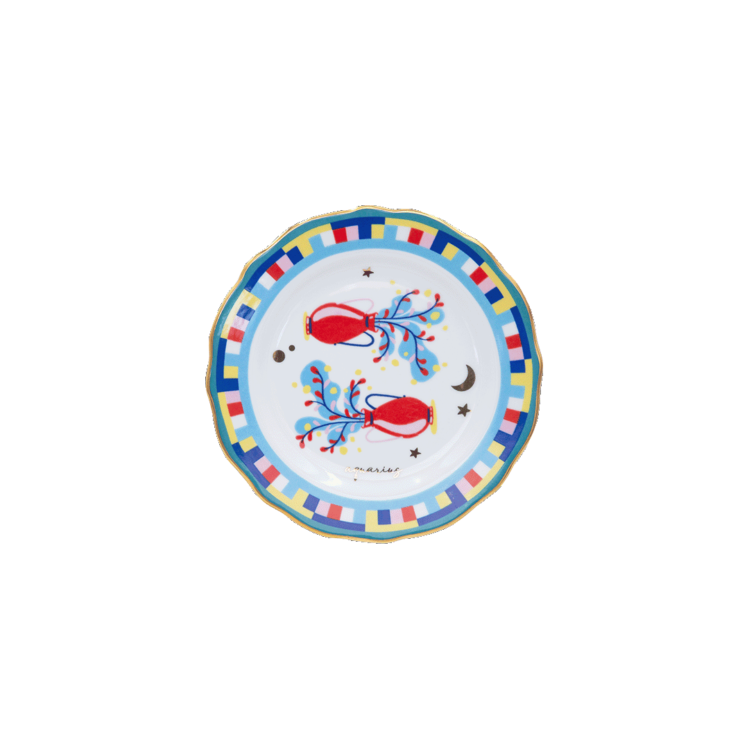 צלוחית במגוון סמלי גלגל המזלות - דלי