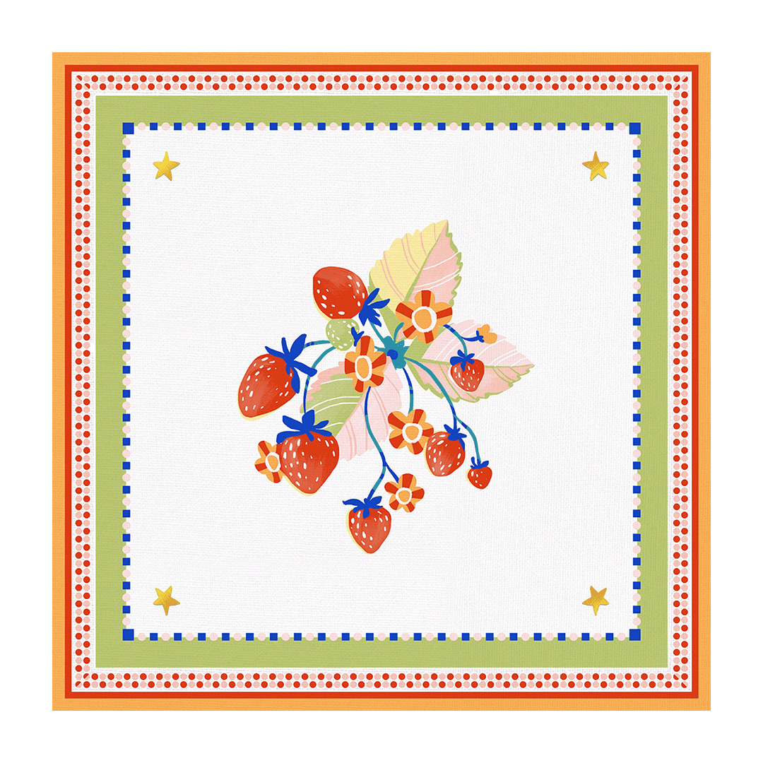 פלייסמט מרובע דוחה כתמים במגוון דגמים - STRAWBERRY