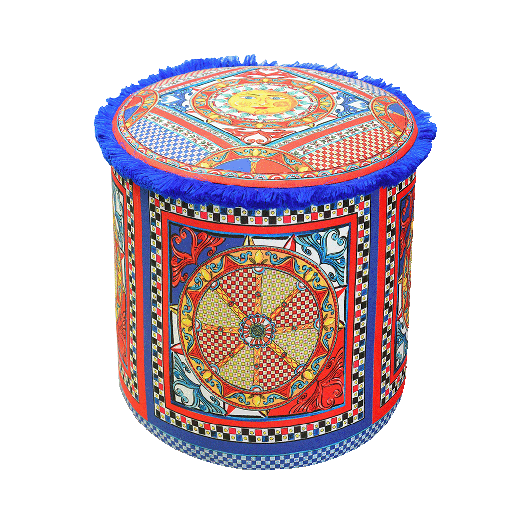 הדום/פוף קטיפה עגול אלגנטי - Sole Mio | כחול