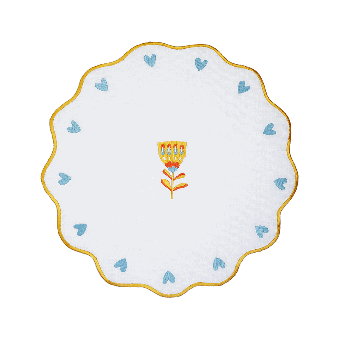 פלייסמט עגול רקום במגוון דגמים - ORANGE RIM