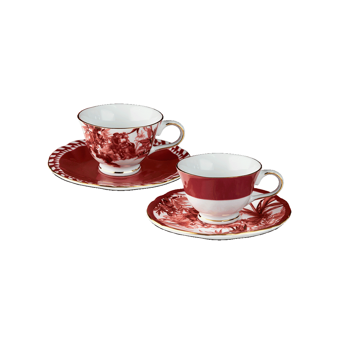 סט 2 ספלי אספרסו עם תחתיות - Le rouge