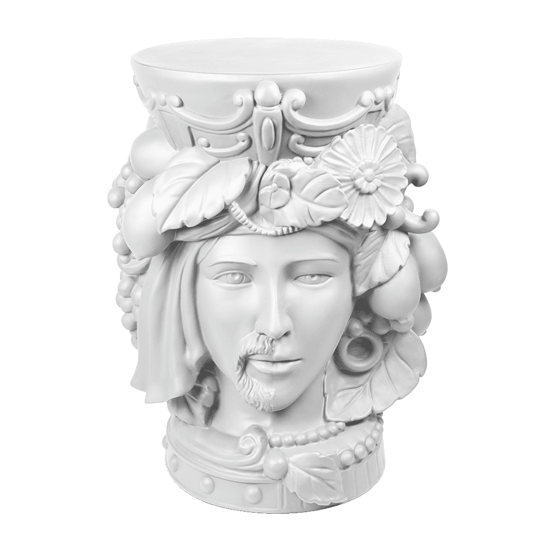 שרפרף/שולחן צד דו-ראשי - לבן