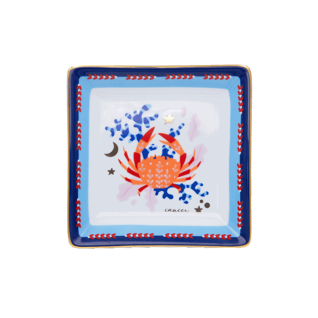 צלוחית מרובעת במגוון סמלי גלגל המזלות - סרטן