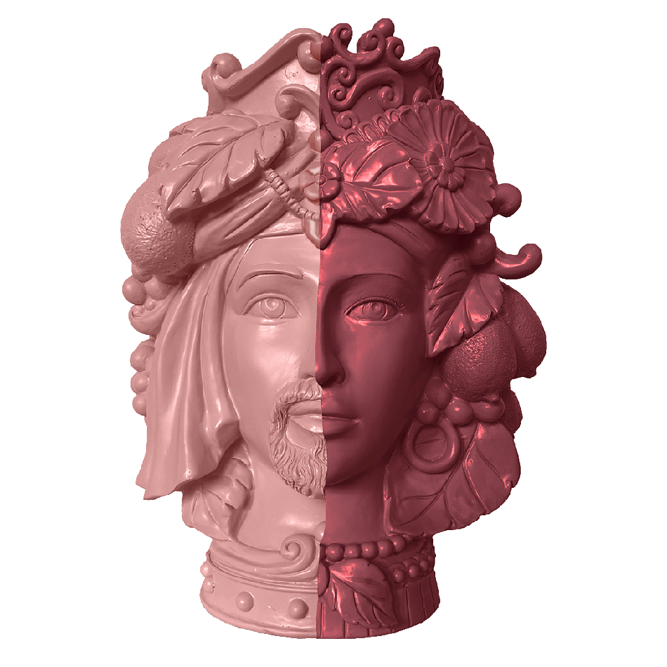 אגרטל דו-ראשי ענק - ורוד / בורגנדי