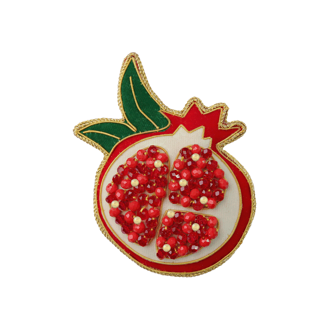 טבעת מפיות רקומה ביד - רימון