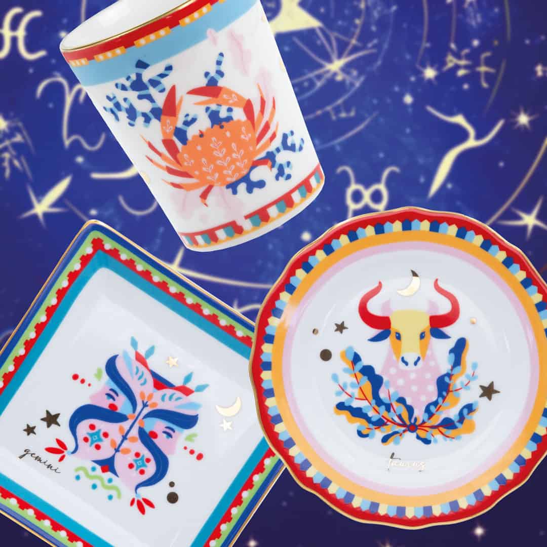 צלוחית במגוון סמלי גלגל המזלות - שור