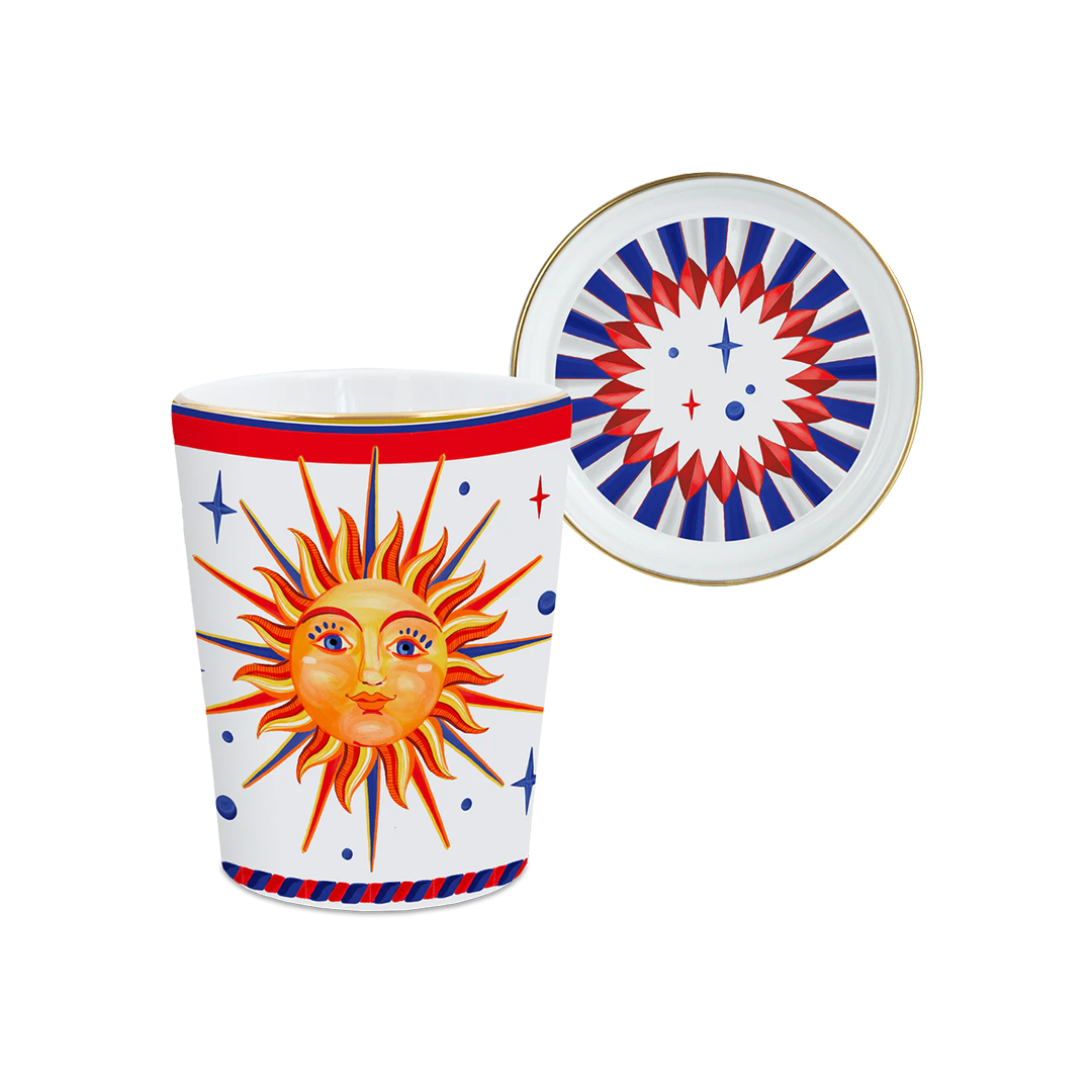 ספל עם מכסה/צלחת במגוון דגמים - שמש - Dolce Vita