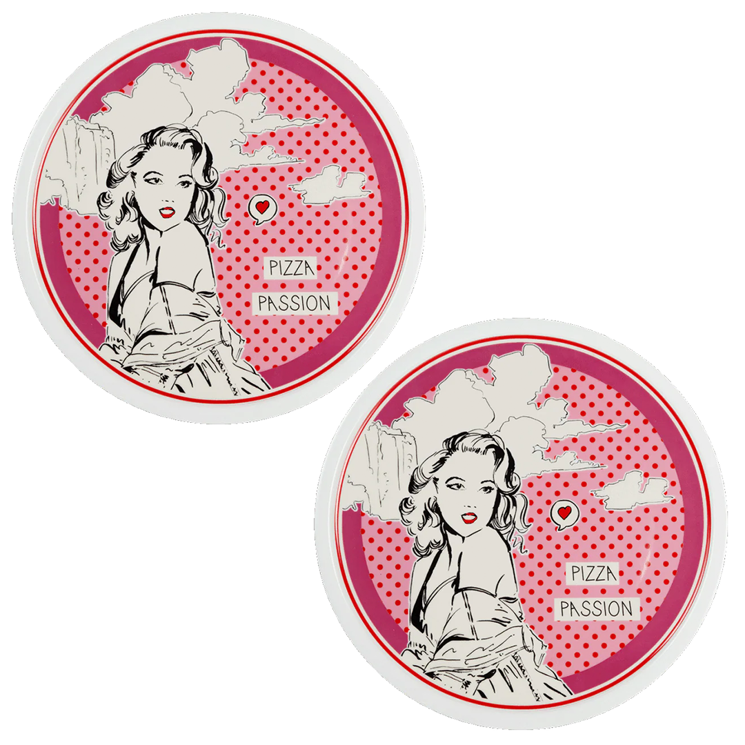 סט 2 צלחות פיצה במגוון צבעים - פוקסיה