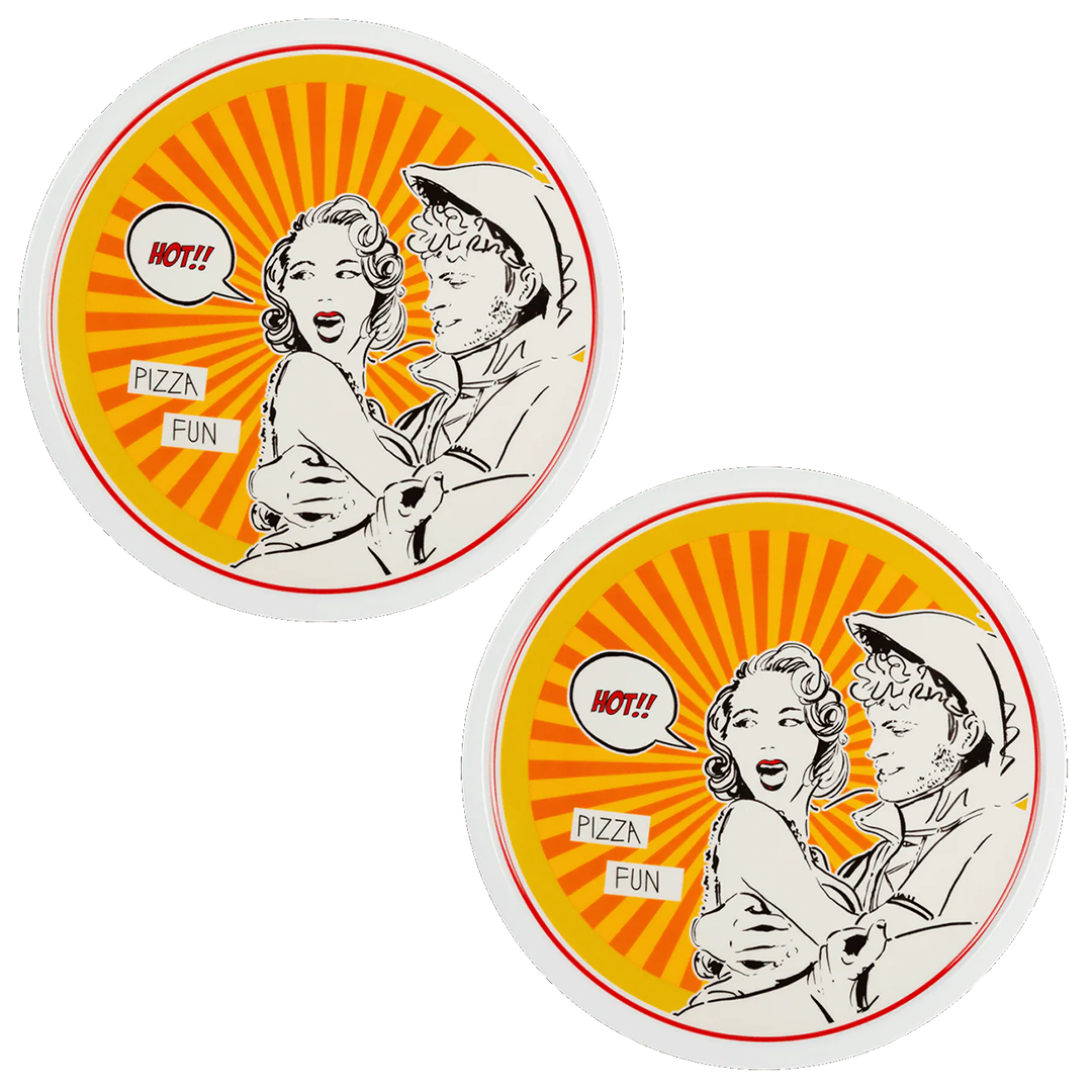 סט 2 צלחות פיצה במגוון צבעים - כתום