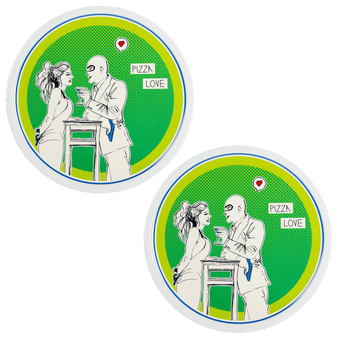 סט 2 צלחות פיצה במגוון צבעים - ירוק