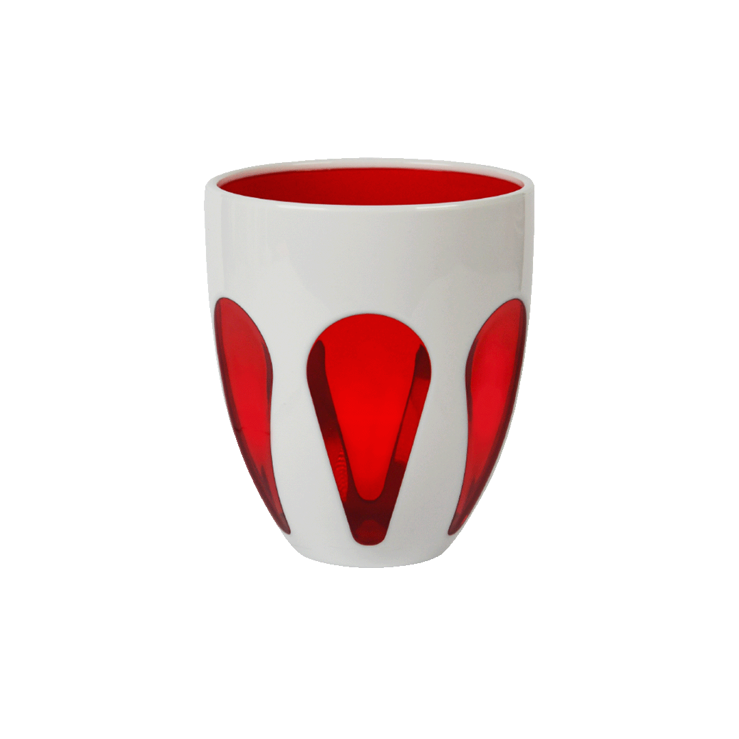 כוס שתייה במגוון צבעים - לבן-אדום
