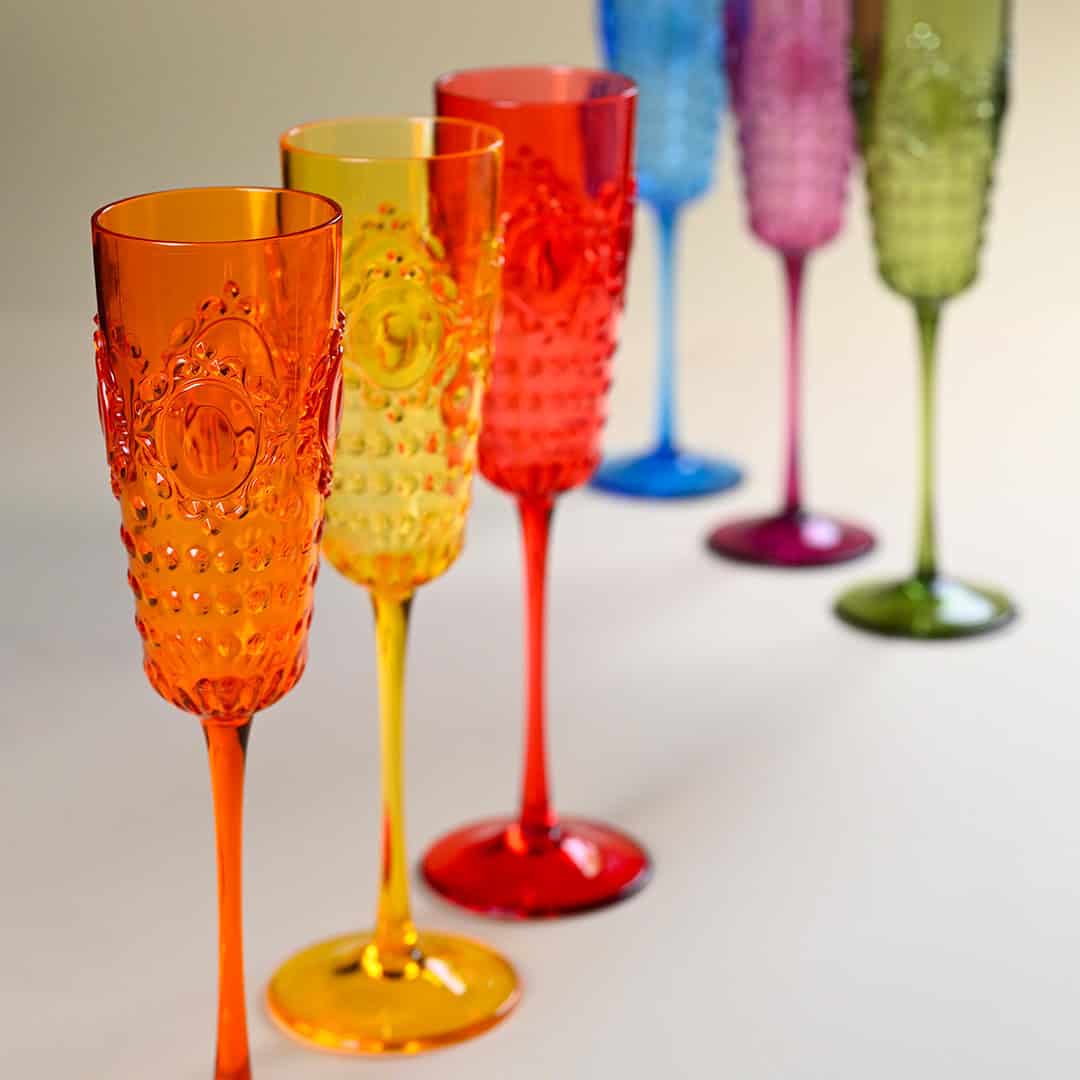 סט 6 כוסות שמפניה - במגוון צבעים
