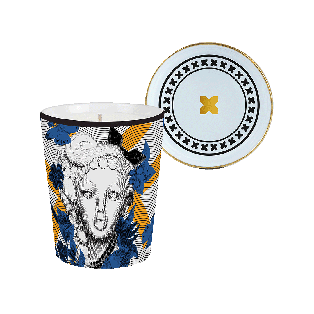 נר בכוס פורצלן עם מכסה במגוון דגמים - L'IRRIVERENTE