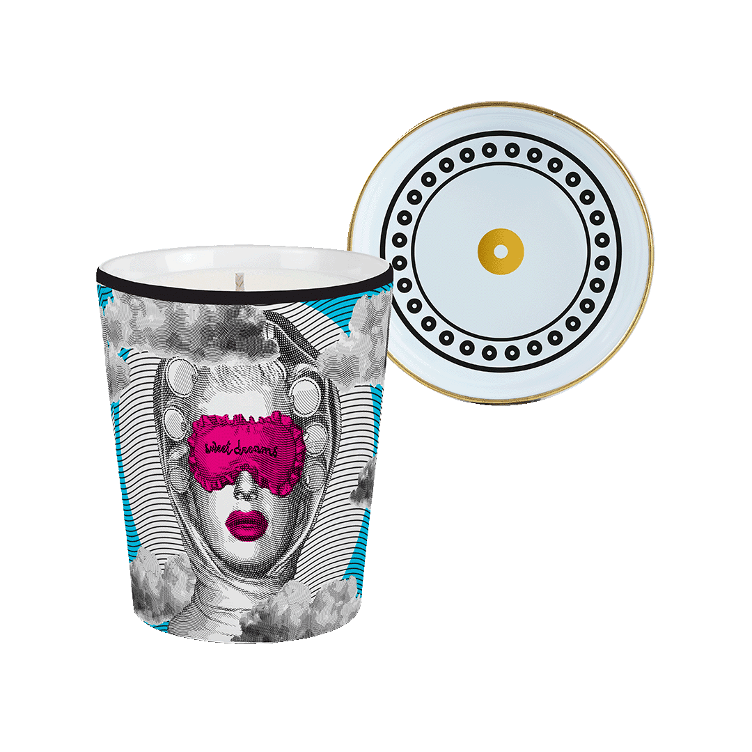 נר בכוס פורצלן עם מכסה במגוון דגמים - LA SOGNATRICE