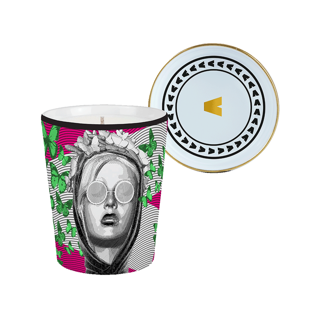 נר בכוס פורצלן עם מכסה במגוון דגמים - LA STILOSA