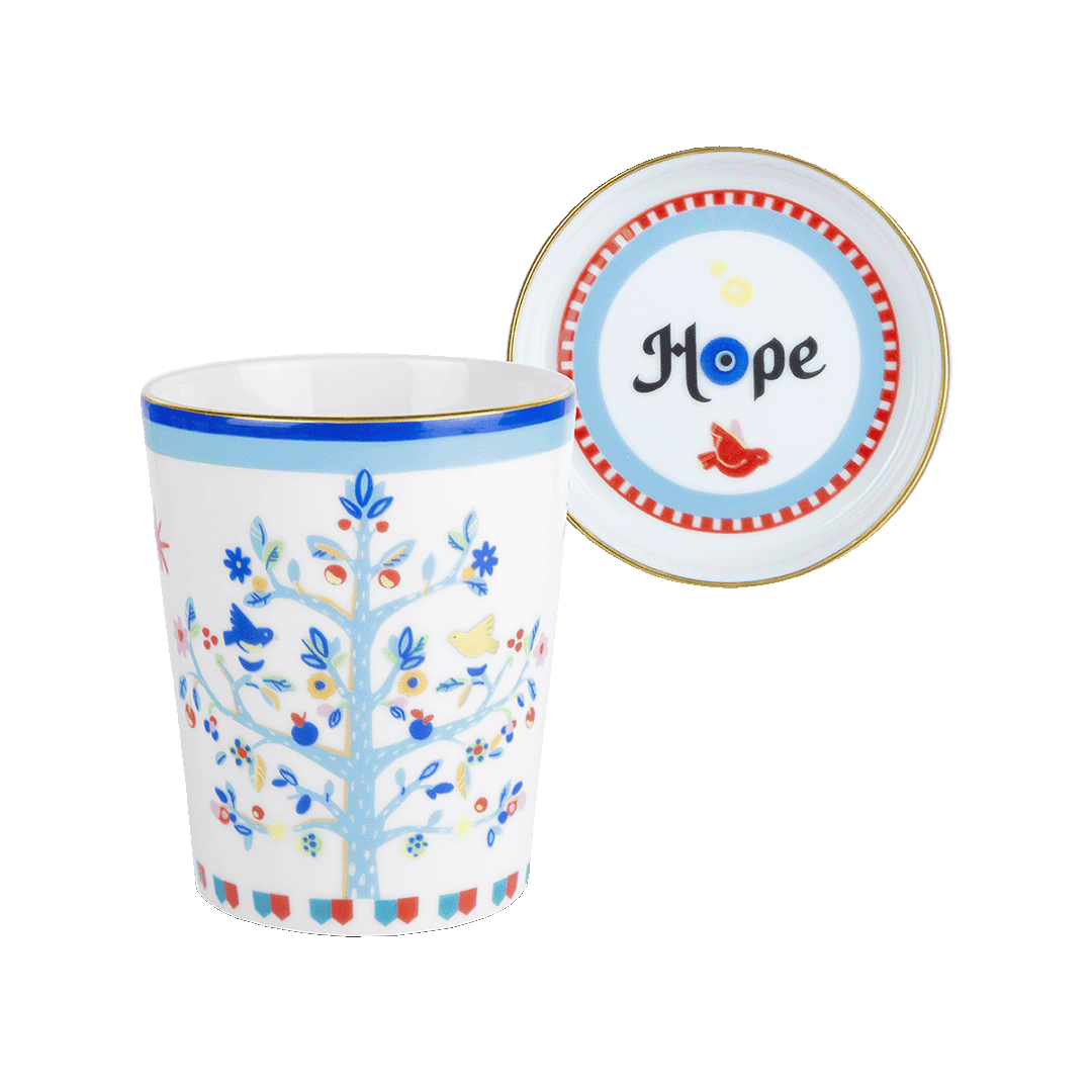 ספל עם מכסה/צלחת במגוון דגמים - TREE OF LIFE