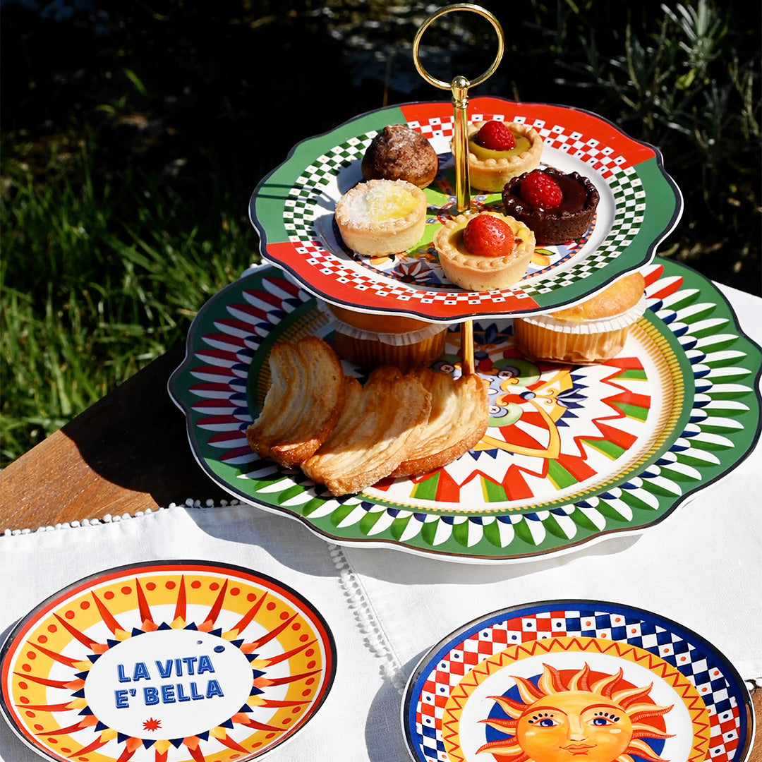 מעמד קינוחים שתי קומות במגוון דגמים - גיאומטרי - Dolce Vita