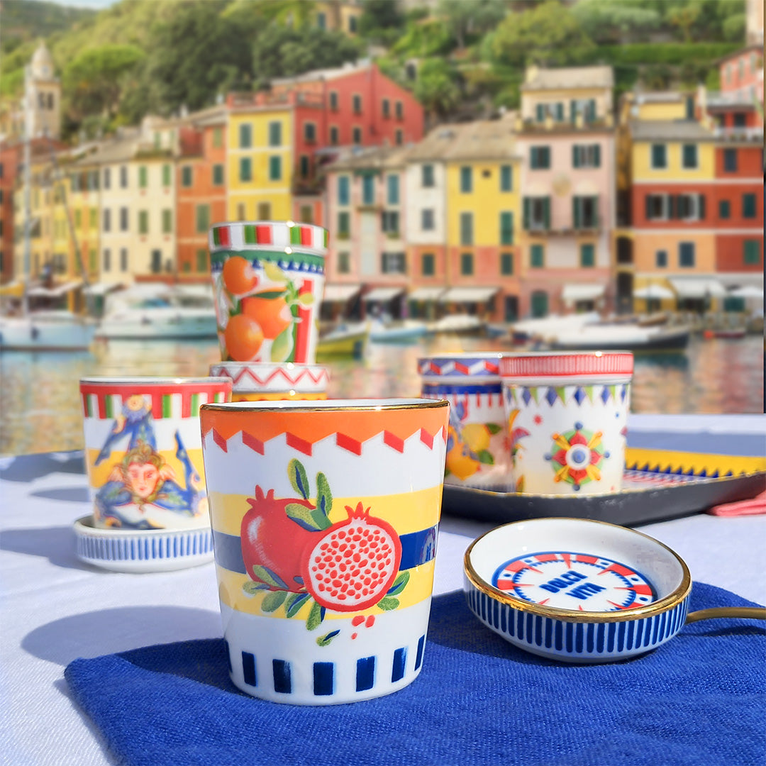 ספל אספרסו עם תחתית במגוון דגמים - רימון - Dolce Vita