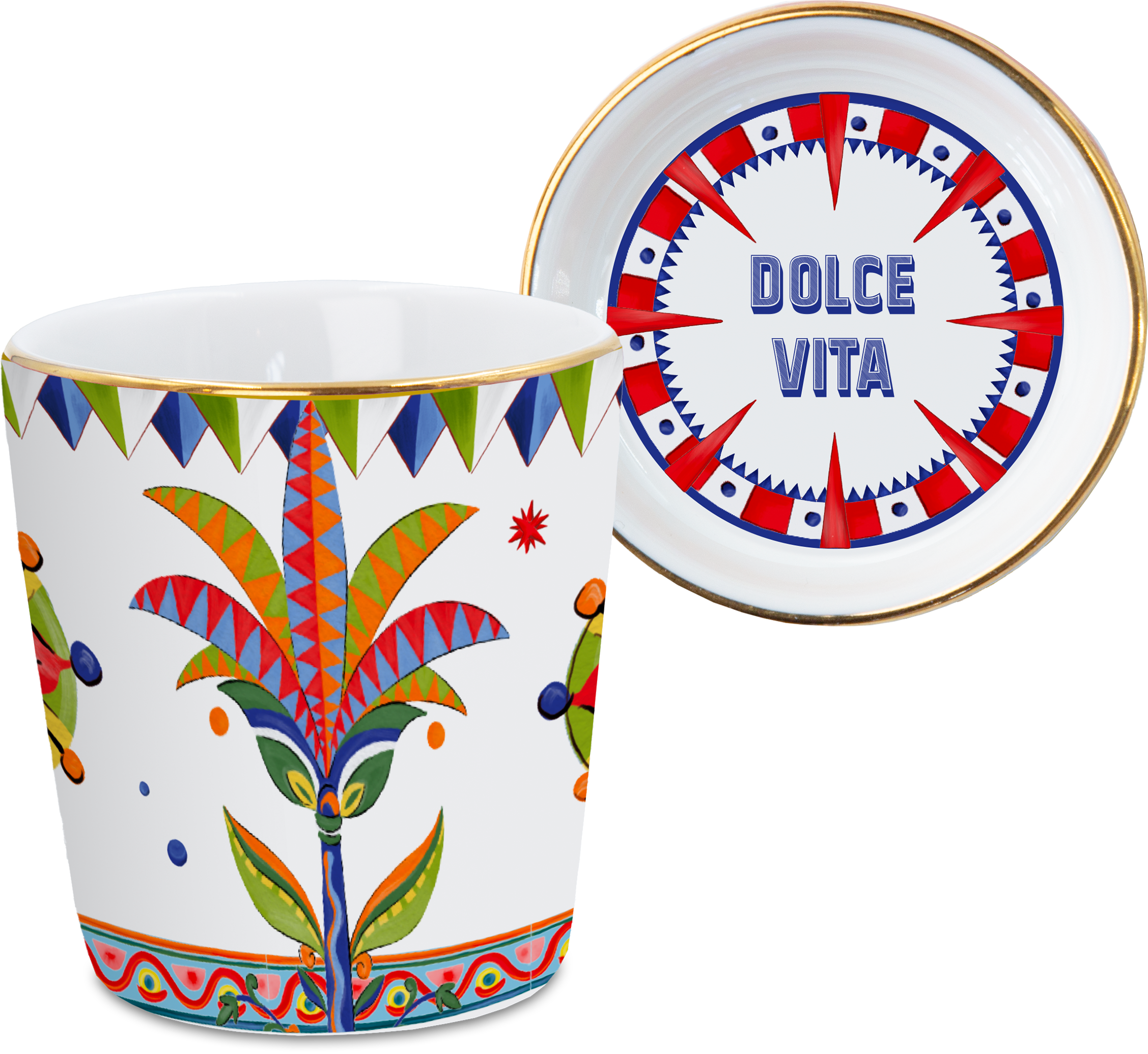 ספל אספרסו עם תחתית במגוון דגמים - שזיף - Dolce Vita