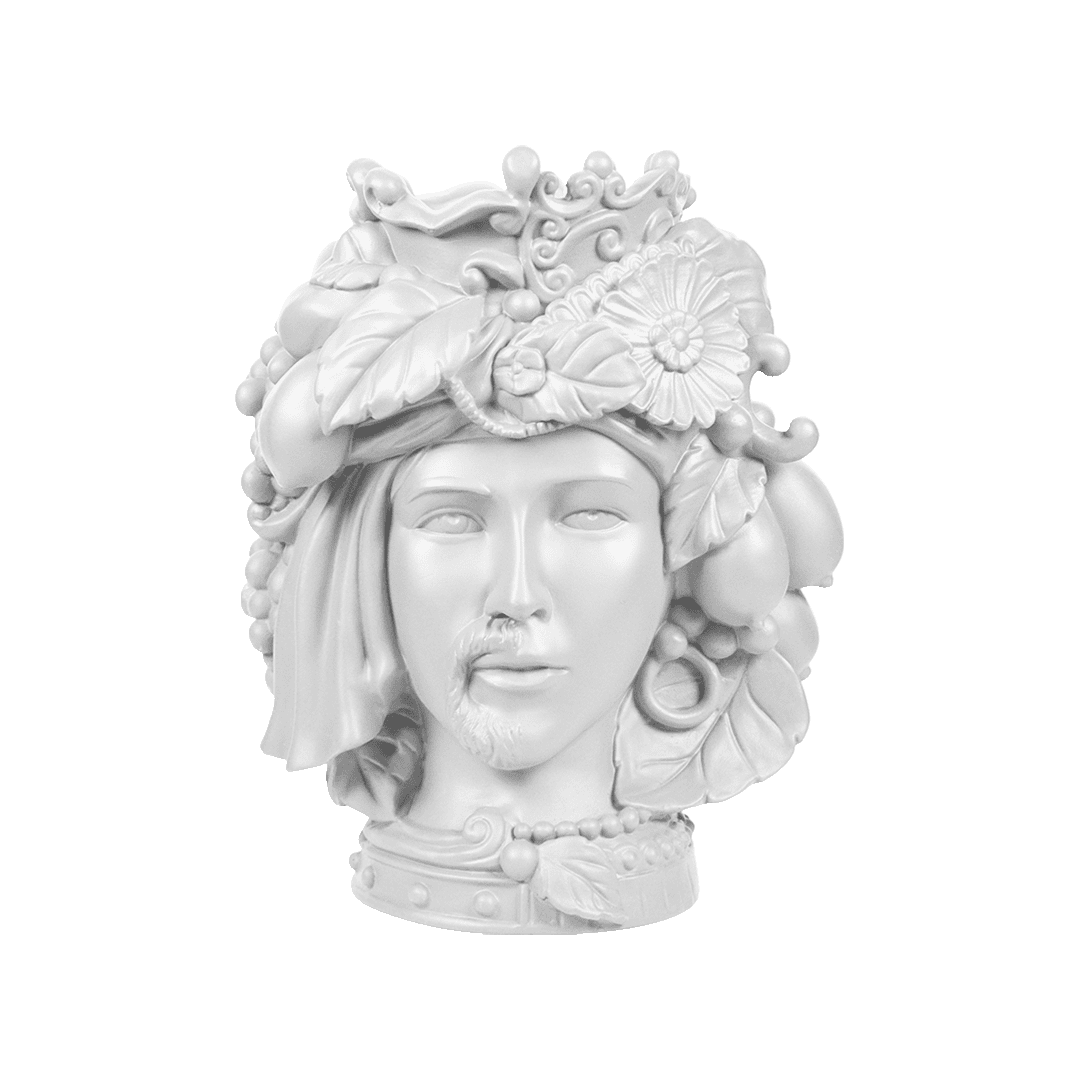 אגרטל דו-ראשי בינוני - לבן