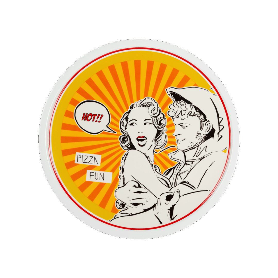 צלחת פיצה במגוון צבעים - כתום