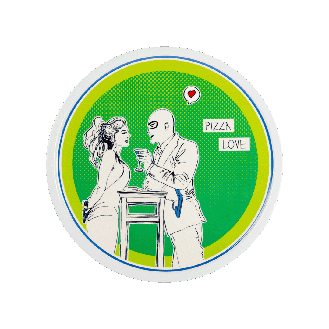 צלחת פיצה במגוון צבעים - ירוק