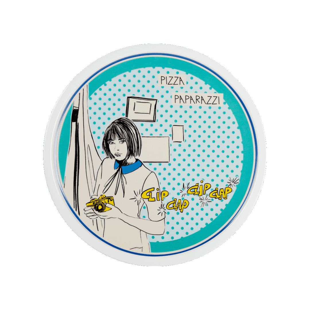 צלחת פיצה במגוון צבעים - טורקיז